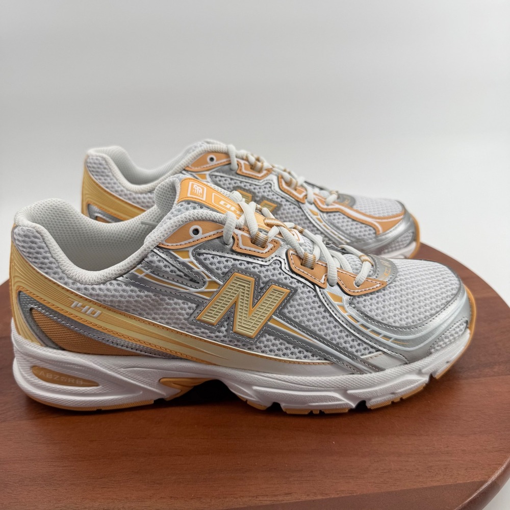 New Balance 740 White Brown Silver Lifestyle Running Sneakers Men 10.5/Women 12